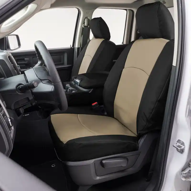 Buy Online Covercraft Endura PrecisionFit Custom Front Row Seat Covers (FRONT): Jeep Wrangler 2018-2024 - Tan/Black