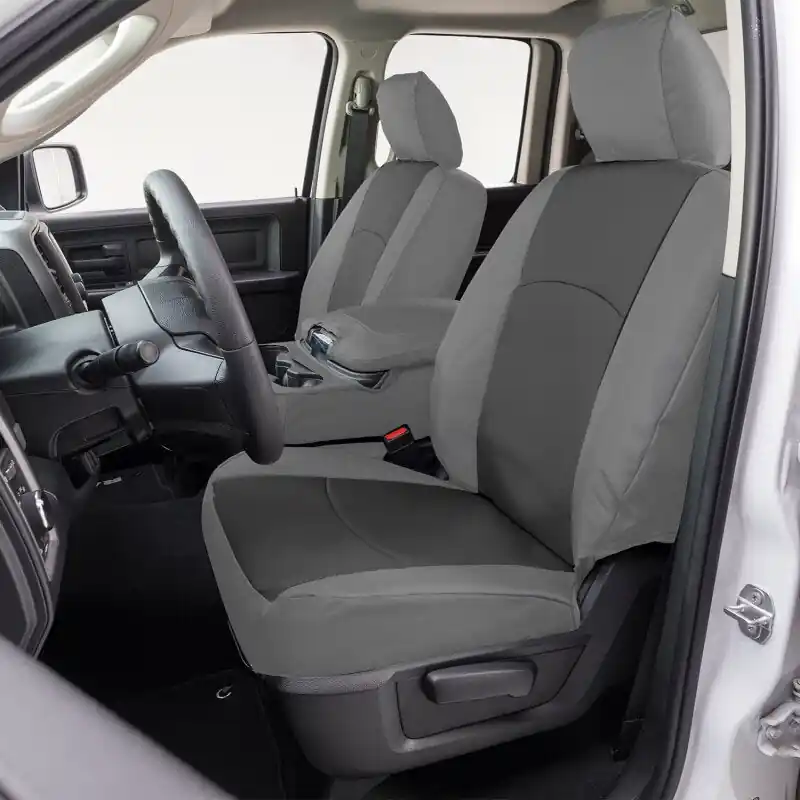 Fast Shipping Covercraft Endura PrecisionFit Custom Front Row Seat Covers (FRONT): Ram 1500 / 2500 / 3500 2012-2018 - Charcoal/Silver