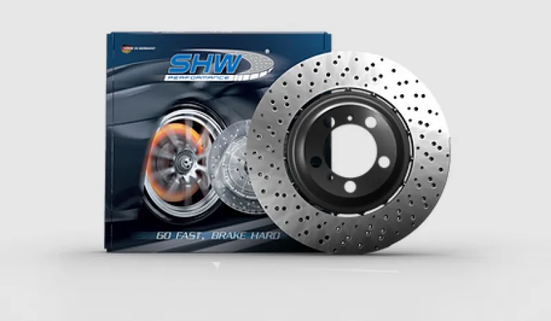 Fast Shipping SHW 06-10 BMW M5 5.0L Left Rear Cross-Drilled Lightweight Brake Rotor (34212282807)
