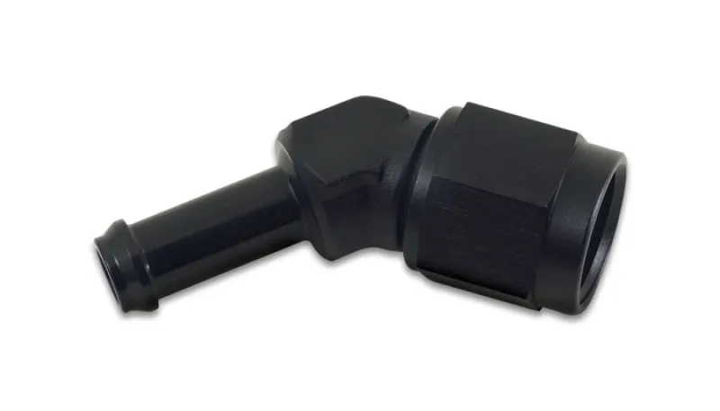 Premium Vibrant -8AN to 3/8in Hose Barb 45 Degree Adapter - Anodized Black