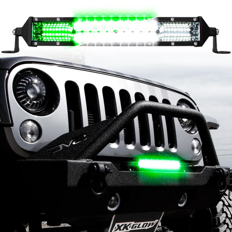 Last Chance XK Glow 2-in-1 LED Light Bar w/ Pure White and Hunting Green Flood and Spot Work Light 20In
