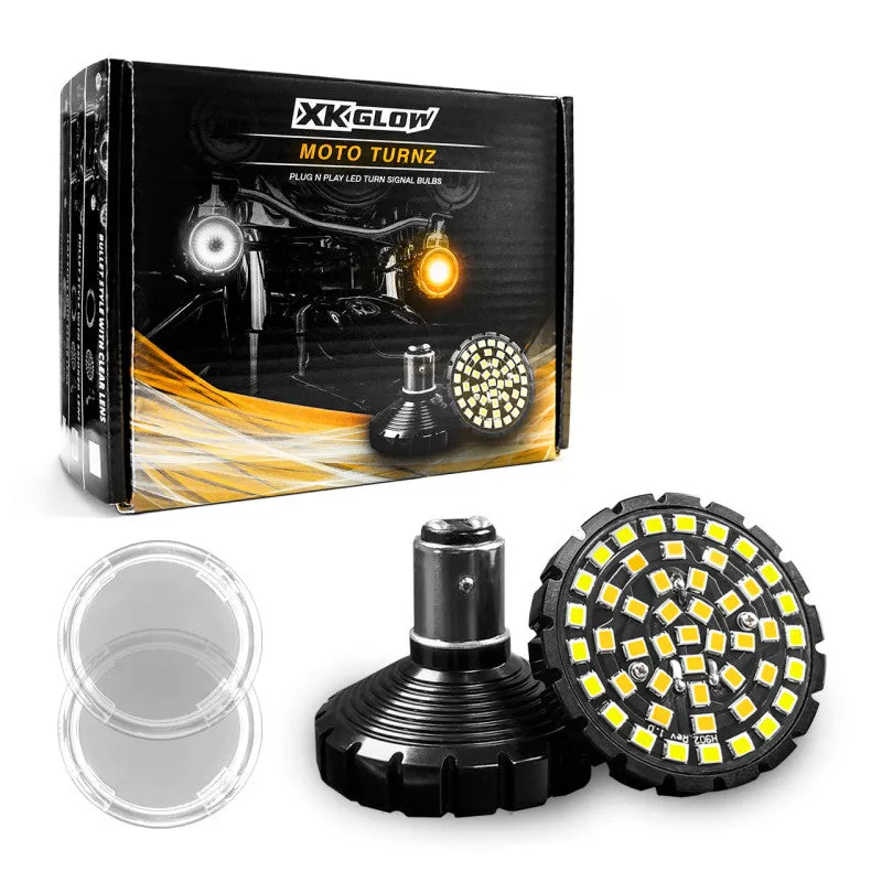Save Now XK Glow Motorcycle Front LED Turn Signal Kit - Bullet Style Clear Lenses