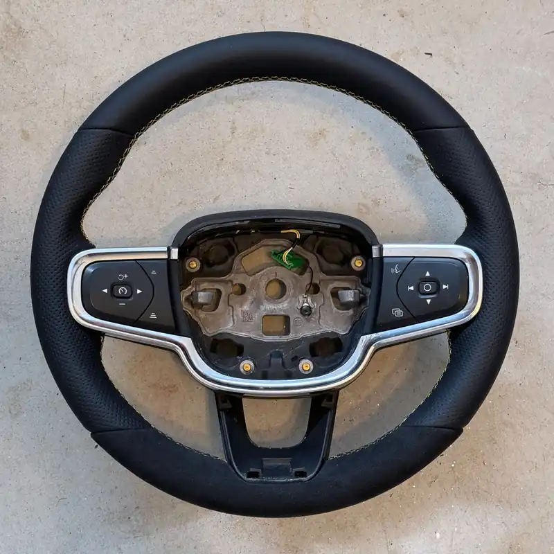 Crafted Polestar 2, Volvo XC40 Steering Wheel Upgrade, Leather/Alcantara with Yellow Stitching, No Heating